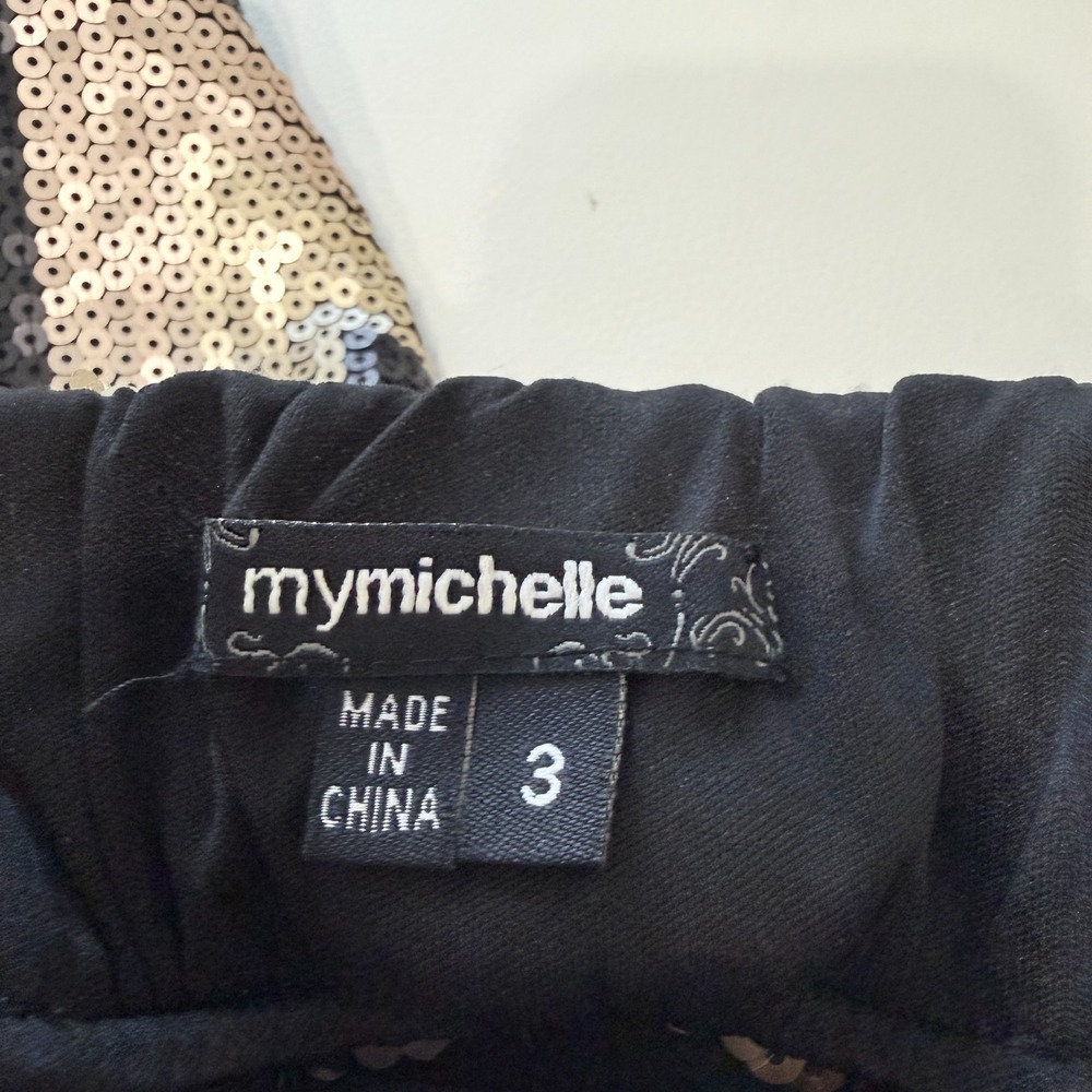 My Michelle Strapless Cocktail Dress Size 3 Back Cut Out Chevron Sequin Party - Picture 6 of 10